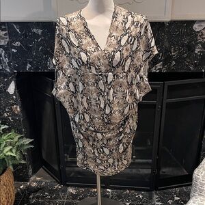 Snakeskin Print V-Neck Dress